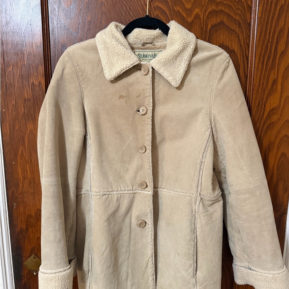 St John’s Bay- Beige Shearling-Lined Women’s Coat